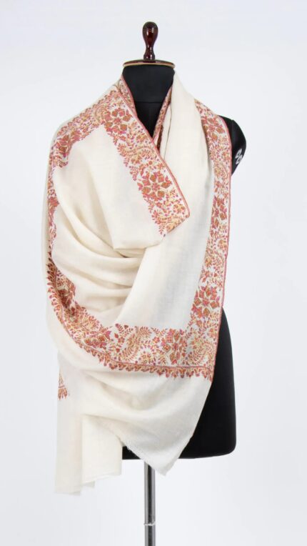 White Pashmina Doordar Shawl