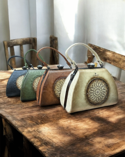 Crafted leather handbag